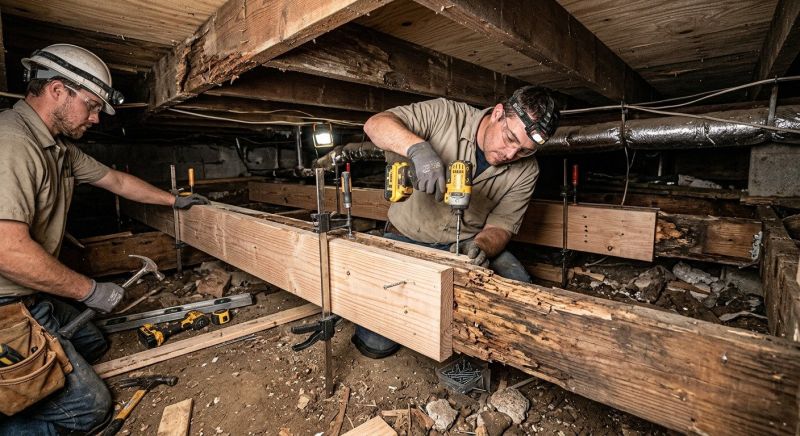 Sagging Floor Joist Repair in Kansas City, KS